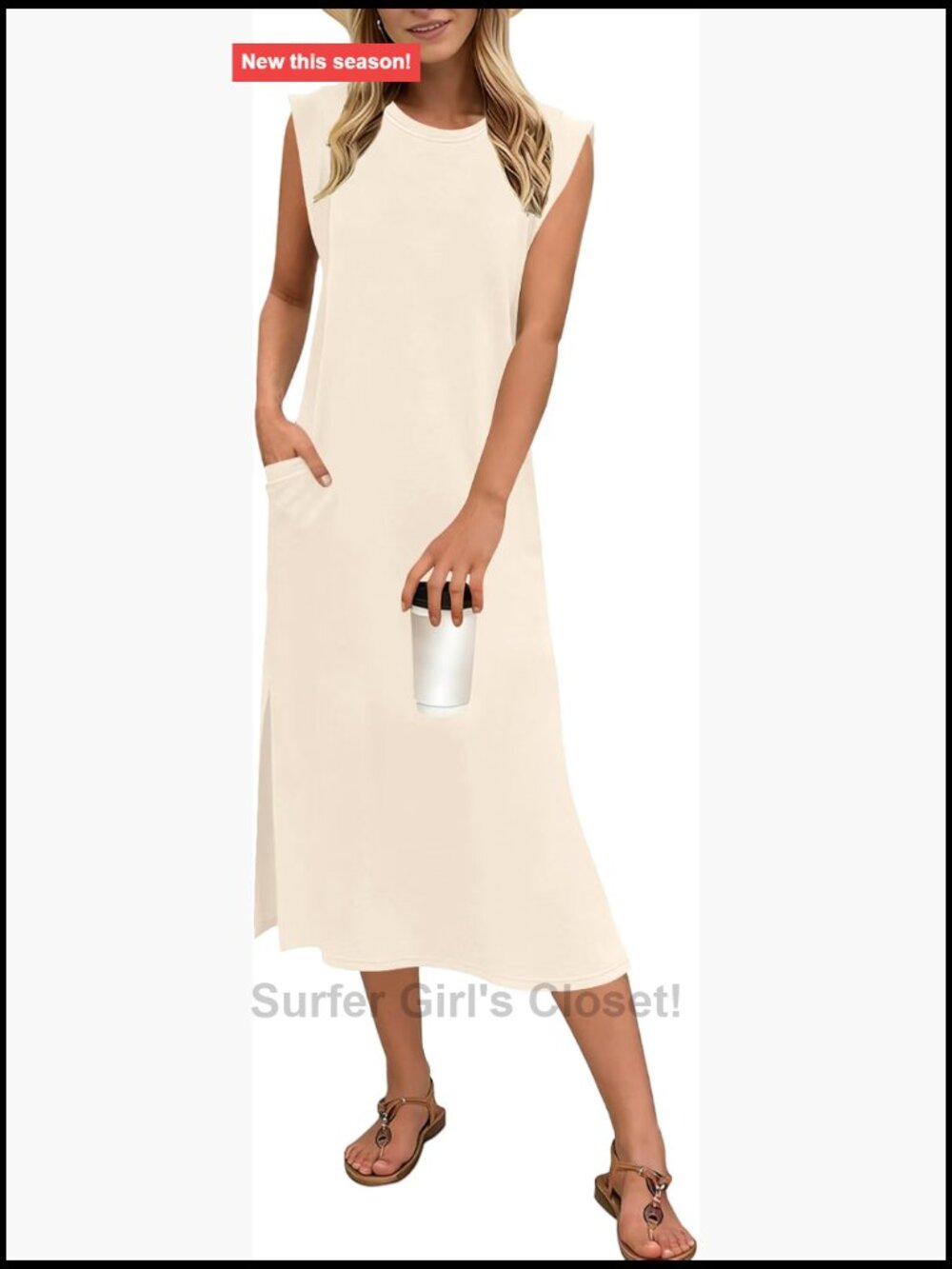 Casual Sleeveless Midi Sundress with Pockets for Women
